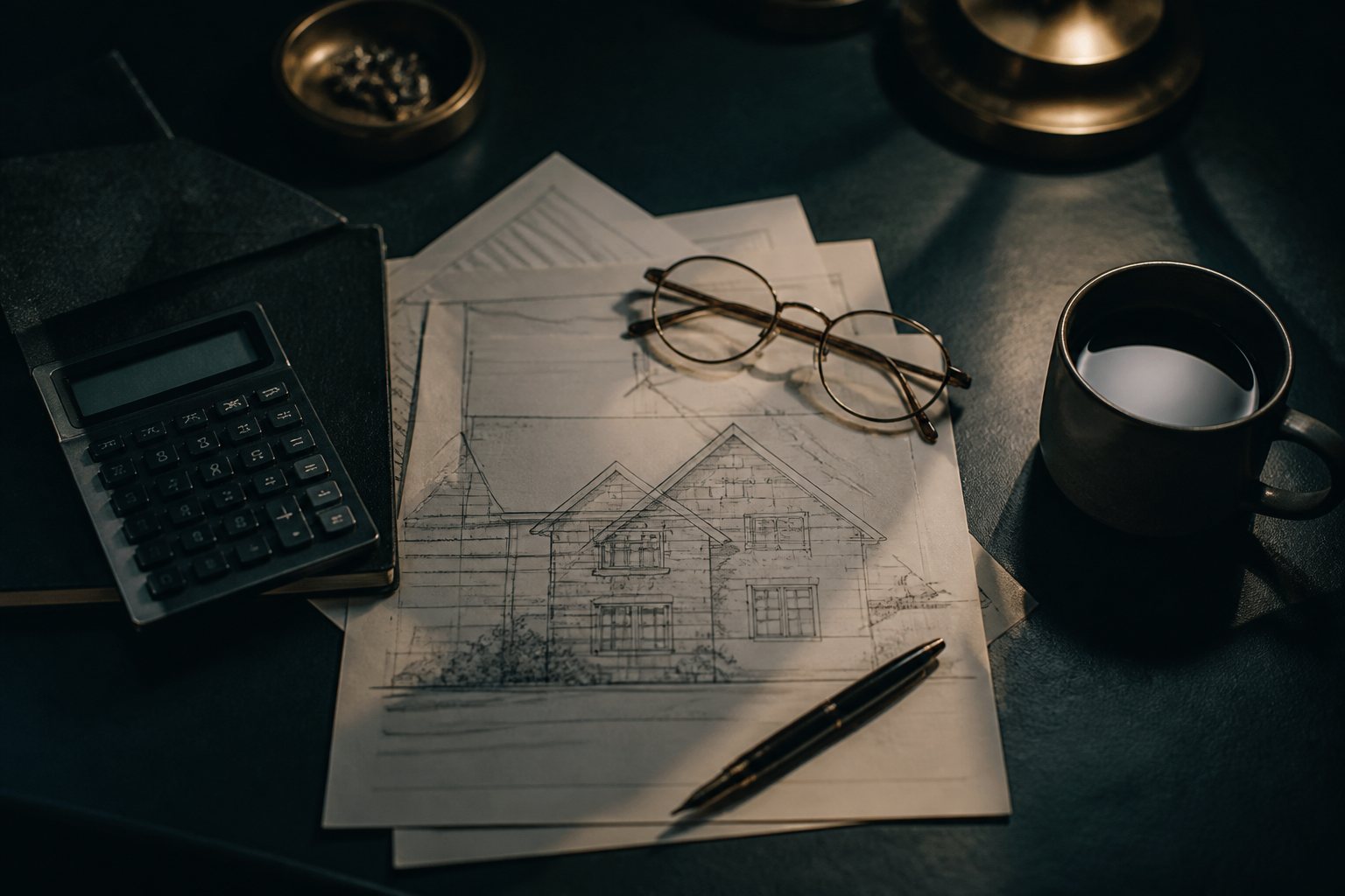 A laptop and notebook on a desk during a mortgage review.