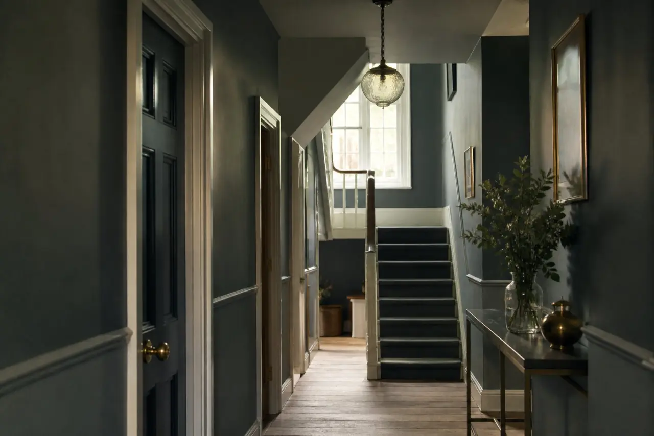 The hallway of a shared rental house.